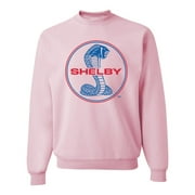 Wild Bobby, Shelby Cobra USA Logo Emblem Powered by Ford Motors, Cars and Trucks, Unisex Crewneck Graphic Sweatshirt, Light Pink, Small