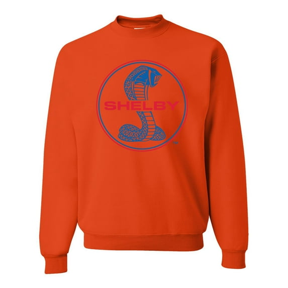Wild Bobby, Shelby Cobra USA Logo Emblem Powered by Ford Motors, Cars and Trucks, Unisex Crewneck Graphic Sweatshirt, Orange, Large