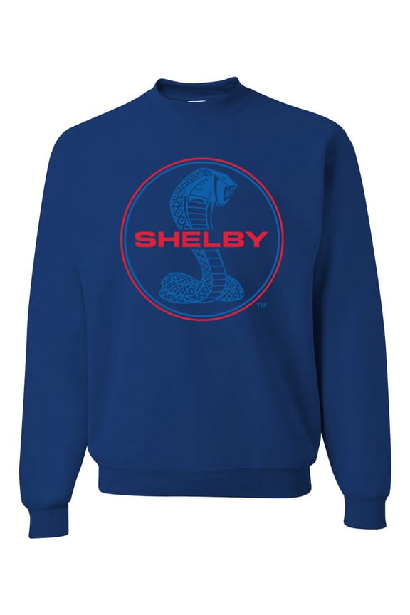 , Shelby Cobra USA Logo Emblem Powered by Ford Motors, Cars and Trucks, Unisex Crewneck Graphic Sweatshirt, Royal, Large
