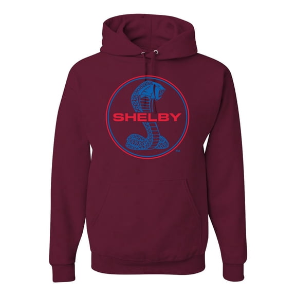 Wild Bobby, Shelby Cobra USA Logo Emblem Powered by Ford Motors, Cars and Trucks, Unisex Graphic Hoodie Sweatshirt, Maroon, X-Large