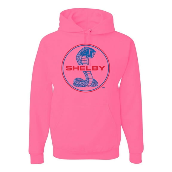 Wild Bobby, Shelby Cobra USA Logo Emblem Powered by Ford Motors, Cars and Trucks, Unisex Graphic Hoodie Sweatshirt, Neon Pink, X-Large