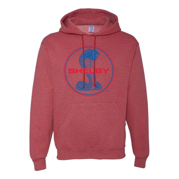 Wild Bobby, Shelby Cobra USA Logo Emblem Powered by Ford Motors, Cars and Trucks, Unisex Graphic Hoodie Sweatshirt, Vintage Heather Red, Large