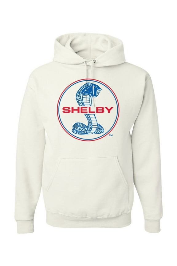 , Shelby Cobra USA Logo Emblem Powered by Ford Motors, Cars and Trucks, Unisex Graphic Hoodie Sweatshirt, White, X-Large