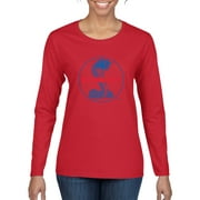 Wild Bobby, Shelby Cobra USA Logo Emblem Powered by Ford Motors, Cars and Trucks, Women Graphic Long Sleeve Tee, Red, XX-Large