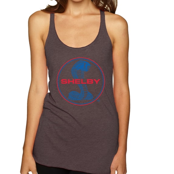 Wild Bobby, Shelby Cobra USA Logo Emblem Powered by Ford Motors, Cars and Trucks, Women Tri-Blend Racerback Tank Top, Brown, Small