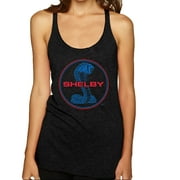 Wild Bobby, Shelby Cobra USA Logo Emblem Powered by Ford Motors, Cars and Trucks, Women Tri-Blend Racerback Tank Top, Vintage Black, X-Large