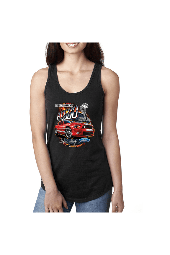 , Shelby G.T. 500 Cobra Red Speedster Ford Motors Classic Cars and Trucks Ladies Racerback Tank Top