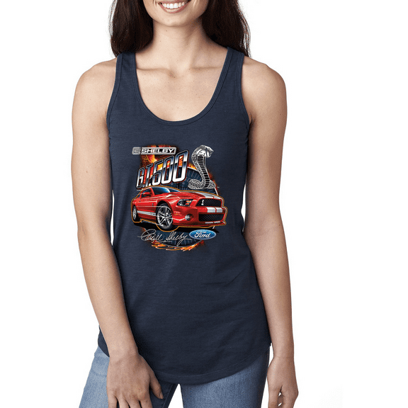 Wild Bobby, Shelby G.T. 500 Cobra Red Speedster Ford Motors Classic Cars and Trucks Ladies Racerback Tank Top