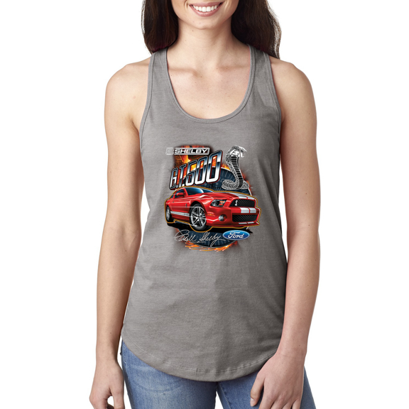 Wild Bobby, Shelby G.T. 500 Cobra Red Speedster Ford Motors Classic Cars and Trucks Ladies Racerback Tank Top