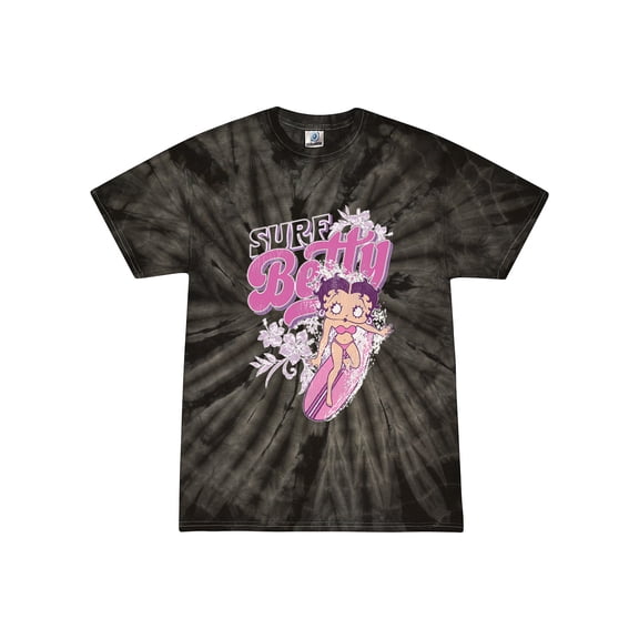 Wild Bobby Shore Surfer Betty Boop Betty Boop Tie-Dye T-Shirt, Spider Black, Medium