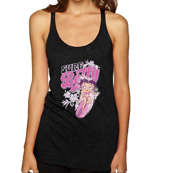 Wild Bobby Shore Surfer Betty Boop Betty Boop Tri-Blend Racerback Tank Top, Vintage Black, Medium
