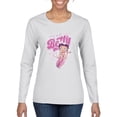 thumbnail image 1 of Wild Bobby, Shore Surfer Betty Boop Betty Boop Womens Long Sleeve T-Shirt, White, Small, 1 of 5