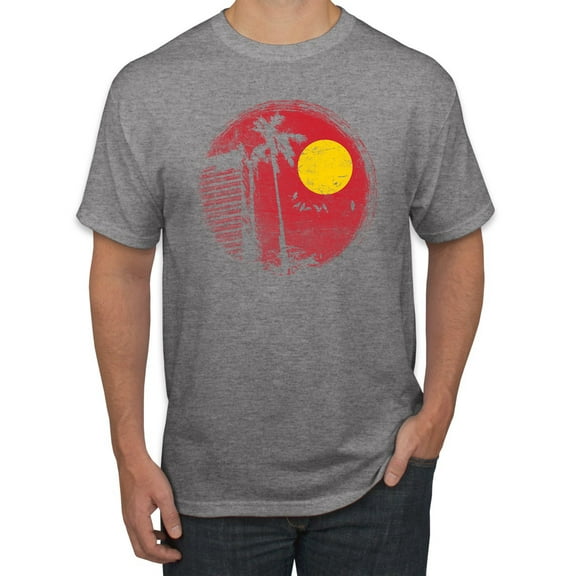 Wild Bobby, Silhouette Red Moon, Streetwear, Men Graphic Tees, Heather Grey, Large