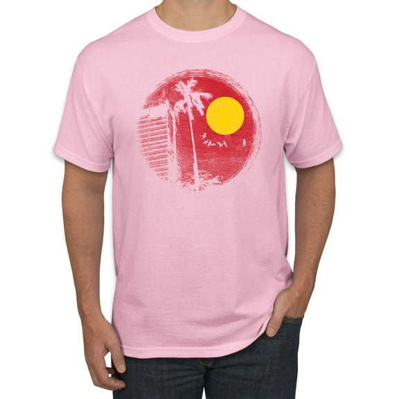 Wild Bobby, Silhouette Red Moon, Streetwear, Men Graphic Tees, Light Pink, 5XL