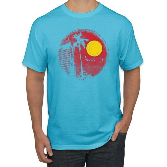 Wild Bobby, Silhouette Red Moon, Streetwear, Men Graphic Tees, Light Turquoise, Large