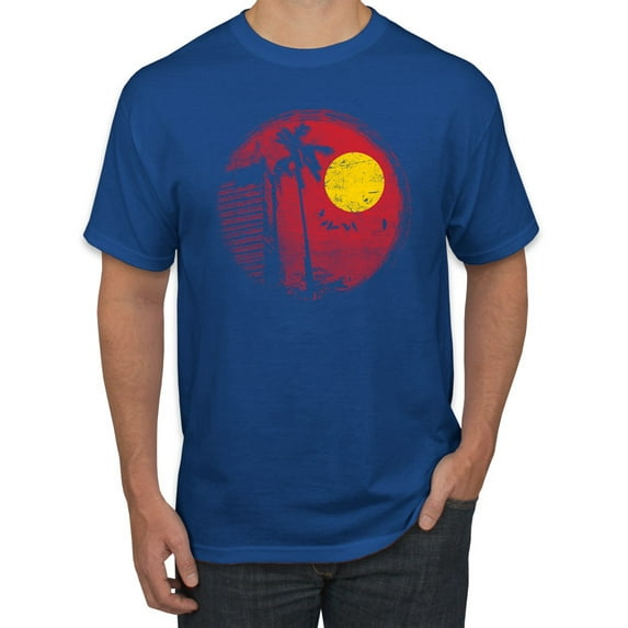 Wild Bobby, Silhouette Red Moon, Streetwear, Men Graphic Tees, Royal, 3XL