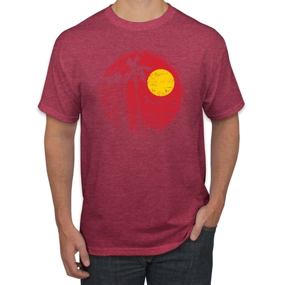 Wild Bobby, Silhouette Red Moon, Streetwear, Men Graphic Tees, Vintage Heather Red, X-Large
