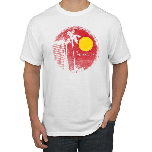 Wild Bobby, Silhouette Red Moon, Streetwear, Men Graphic Tees, White, X-Large