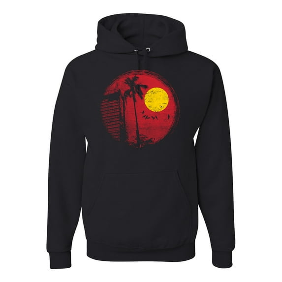 Wild Bobby, Silhouette Red Moon, Streetwear, Unisex Graphic Hoodie Sweatshirt, Black, Small