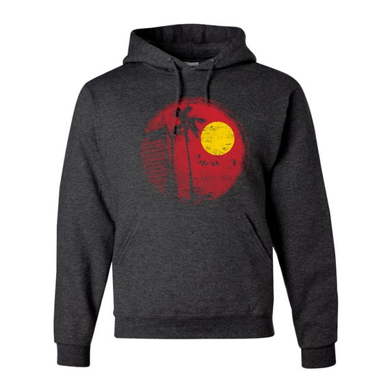 Wild Bobby, Silhouette Red Moon, Streetwear, Unisex Graphic Hoodie Sweatshirt, Heather Black, Small