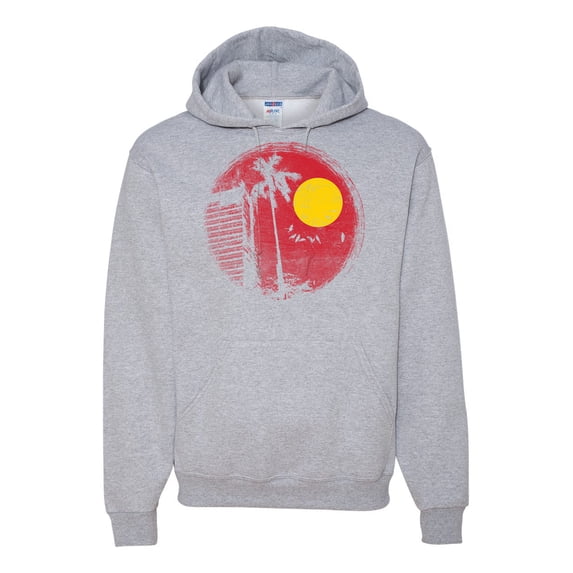 Wild Bobby, Silhouette Red Moon, Streetwear, Unisex Graphic Hoodie Sweatshirt, Heather Grey, Large