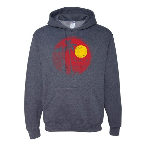 Wild Bobby, Silhouette Red Moon, Streetwear, Unisex Graphic Hoodie Sweatshirt, Vintage Heather Navy, X-Large
