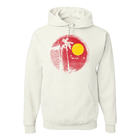Wild Bobby, Silhouette Red Moon, Streetwear, Unisex Graphic Hoodie Sweatshirt, White, 3XL