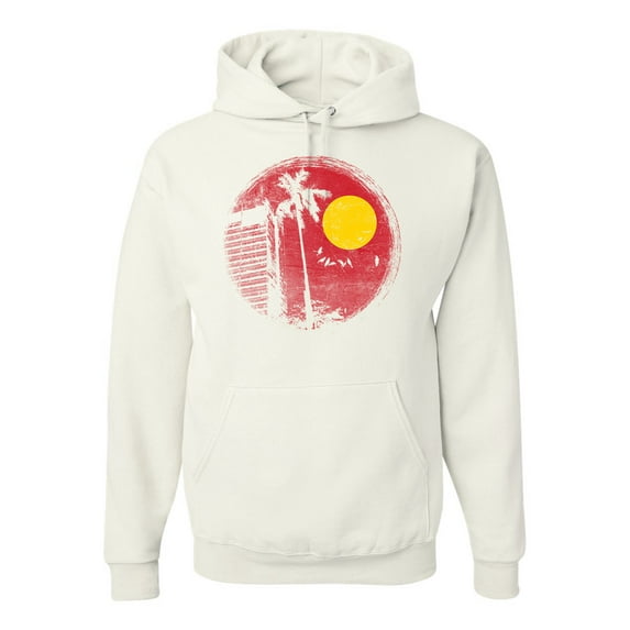 Wild Bobby, Silhouette Red Moon, Streetwear, Unisex Graphic Hoodie Sweatshirt, White, Medium