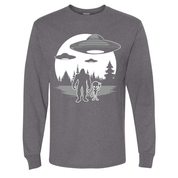 Wild Bobby Silhoutte UFO Aliens Sasquatch Men Long Sleeve Shirt