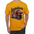 thumbnail image 1 of Smokin & Strokin Vintage Red Hot Rod and Motorcyle Cars and Trucks Men's Graphic T-Shirt, Gold, 2XL, 1 of 3