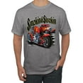 thumbnail image 1 of Wild Bobby, Smokin & Strokin Vintage Red Hot Rod and Motorcyle Cars and Trucks Men's Graphic T-Shirt, Heather Grey, Medium, 1 of 3