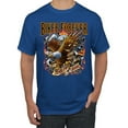 thumbnail image 1 of Wild Bobby, Smokin & Strokin Vintage Red Hot Rod and Motorcyle Cars and Trucks Men's Graphic T-Shirt, Royal, Large, 1 of 3