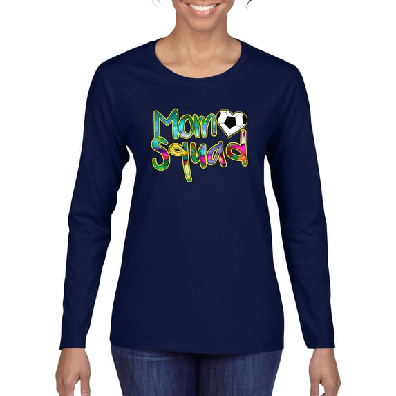 Wild Bobby, Soccer Mom Squad, Sports, Women Graphic Long Sleeve Tee, Navy, XX-Large
