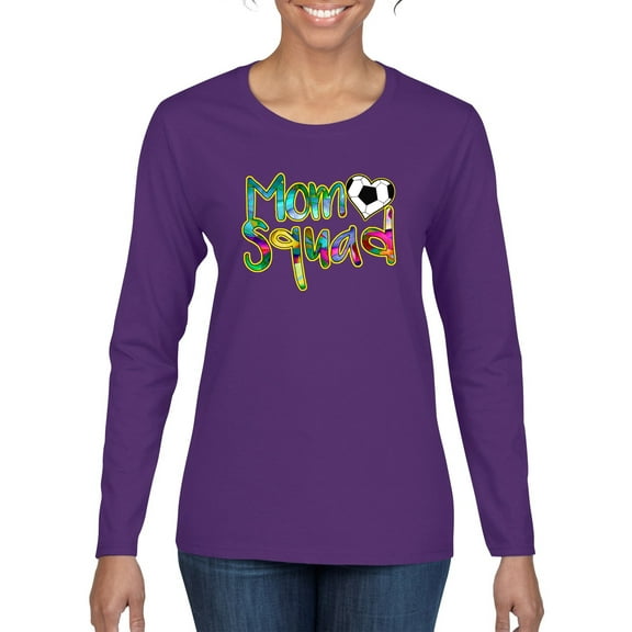 Wild Bobby, Soccer Mom Squad, Sports, Women Graphic Long Sleeve Tee, Purple, Large