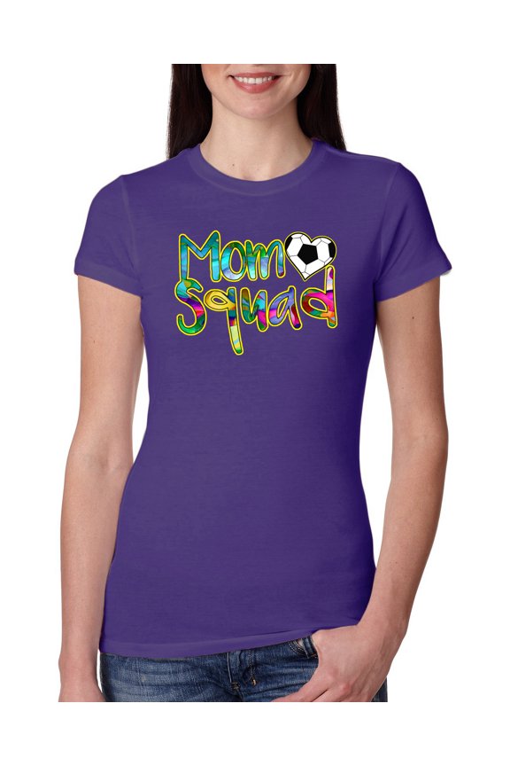 , Soccer Mom Squad, Sports, Women Slim Fit Junior Tee, Purple Rush, Small