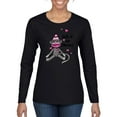 thumbnail image 1 of Wild Bobby Sock It to Cancer Monkey Tee USA Flag Sleeve Breast Cancer Awareness Women Graphic Long Sleeve T-Shirt, Black, Small, 1 of 6