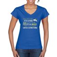 thumbnail image 1 of Wild Bobby, Sometimes It's A Fish Other Times It's A Buzz, Fishing, Women Standard V-Neck Tee, Royal, X-Large, 1 of 4
