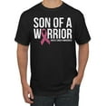 thumbnail image 1 of Wild Bobby Son of A Warrior Breast Cancer Ribbon Breast Cancer Awareness Men Tee, Black, Small, 1 of 6