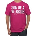 thumbnail image 1 of Wild Bobby Son of A Warrior Breast Cancer Ribbon Breast Cancer Awareness Men Tee, Fuschia, Medium, 1 of 6