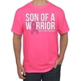 thumbnail image 1 of Wild Bobby Son of A Warrior Breast Cancer Ribbon Breast Cancer Awareness Men Tee, Neon Pink, XX-Large, 1 of 6