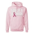 thumbnail image 1 of Wild Bobby Son of A Warrior Breast Cancer Ribbon Breast Cancer Awareness Unisex Hoodie Sweatshirt, Light Pink, 3X-Large, 1 of 6