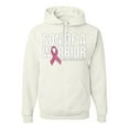 thumbnail image 1 of Wild Bobby Son of A Warrior Breast Cancer Ribbon Breast Cancer Awareness Unisex Hoodie Sweatshirt, White, X-Large, 1 of 6