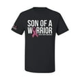 thumbnail image 1 of Wild Bobby Son of A Warrior Breast Cancer Ribbon US Flag Breast Cancer Awareness Men Tee, Black, Small, 1 of 5