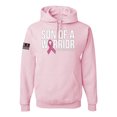 thumbnail image 1 of Wild Bobby Son of A Warrior Breast Cancer Ribbon US Flag Breast Cancer Awareness Unisex Hoodie Sweatshirt, Light Pink, Large, 1 of 5