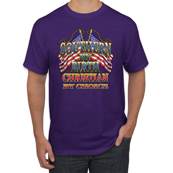 Wild Bobby, Southern By Birth Christian By Choice Inspirational/Christian Men's Graphic T-Shirt, Purple, 5XL