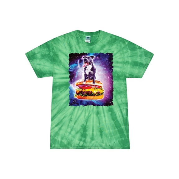 Wild Bobby, Space Pitbull Riding a Hamburger, Animal Lover, Tie-Dye Tees, Spiral Kelly, Small
