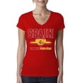 thumbnail image 1 of Wild Bobby Spain Flag Heart Vamos Espana Graphic | Women's Novelty T-Shirt | Soccer Football Fan Game Day Gift for Her Women Junior Fit V-Neck Tee, 1 of 5