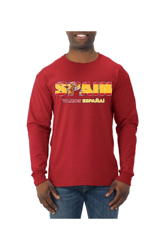 Spain Flag Pride Graphic Vamos Espana Coat of Arms | Unisex Novelty T-Shirt | Soccer Football Fan Gift for Men Women Unisex Men Long Sleeve Shirt