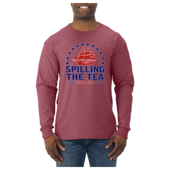 Wild Bobby Spilling The Tea Since 1773 Men Long Sleeve Shirt