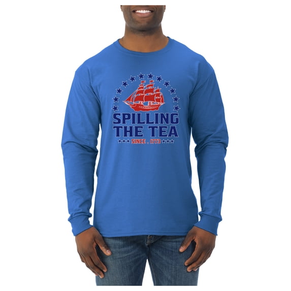 Wild Bobby Spilling The Tea Since 1773 Men Long Sleeve Shirt